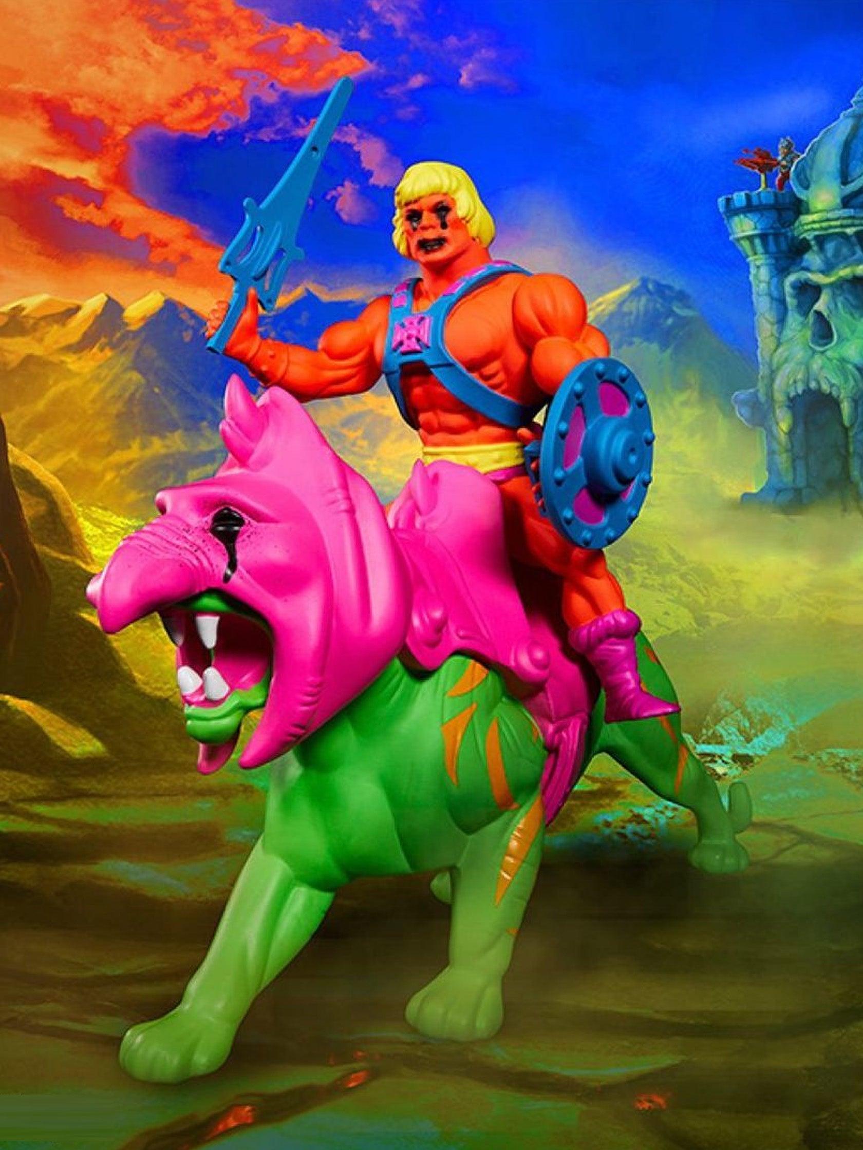 Madsaki x Masters of the Universe HE-MAN + BATTLE CAT by Mattel - Mankovsky Gallery